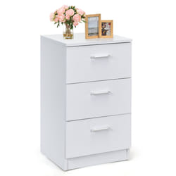 Bedside Cabinet 3 Drawers Easy Assembly for Bedroom Study Room White
