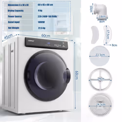 1400W Compact Tumble Dryer w/ 3 Heating Modes & Filtration Home Dorms