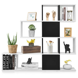 Wooden 4-Tier Bookshelf Ladder Style Freestanding Display Room Divider