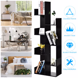 8 Tier Bookshelf Standing Storage Display Bookcase Shelving Organizer