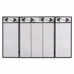 3-Panel Folding Fireplace Screen w/Metal Mesh Heat-Resistant Freestand
