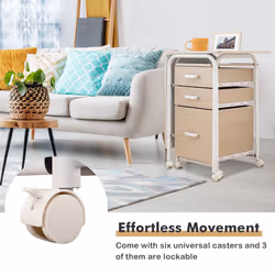 Folding Computer Desk Wheeled Home Office Furniture w/ 3 Drawers