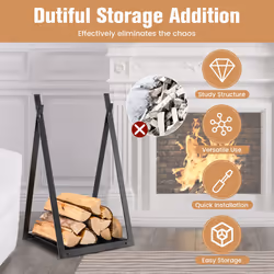 Decorative Firewood Log Rack w/ Stable Triangular Structure Heavy Duty