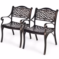 Set of 2 Outdoor Patio Dining Chair Aluminium Bistro Chair w/ Armrests