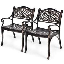 Set of 2 Outdoor Patio Dining Chair Aluminium Bistro Chair w/ Armrests