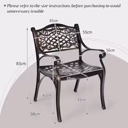 Set of 2 Outdoor Patio Dining Chair Aluminium Bistro Chair w/ Armrests