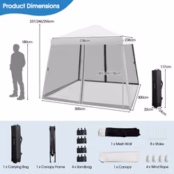 3M x 3M Pop up Gazebo Outdoor Instant Canopy Tent With Mesh Roller Bag