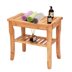 Bamboo Shower Bench Seat Waterproof Spa Chair Seat with Storage Shelf