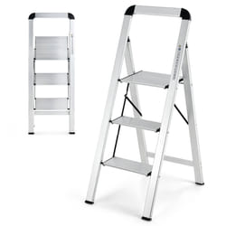 3-Step Aluminum Ladder Folding Step Stool w/ Non-Slip Pedal & Footpads