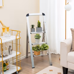 3-Step Aluminum Ladder Folding Step Stool w/ Non-Slip Pedal & Footpads