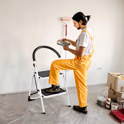2 Step Metal Household Ladder Folding Step Stool w/ Anti-Slip Platform