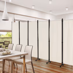 6-Panel Folding Room Divider Rolling Privacy Screen w/ Lockable Wheels