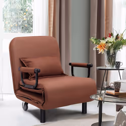 Single Folding Sofa Bed Chair Modern Fabric Sleep Function Holder