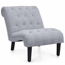 Armless Accent Chair Modern Leisure Chair w/ Solid Wood Legs