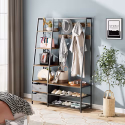 Industrial Coat Rack w/Entryway Bench Hall Tree w/Bench & Shoe Storage