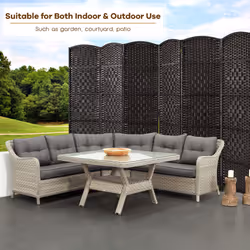 271 x 180cm 6-Panel Room Divider Folding Privacy Screen Metal Hinge