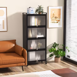 5-Tier Storage Cabinet Mobile Buffet Sideboard w/ Flip-up PC Doors