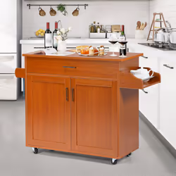 Kitchen Island Cart Rolling Storage Trolley Cart w/ Lockable Casters