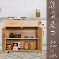 Kitchen Island Cart Rolling Storage Trolley Cart w/ Lockable Casters
