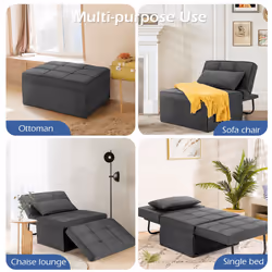 Folding Convertible Sofa Bed 4-in-1 Sleeper Ottoman w/ Waist Pillow Couch Lounger