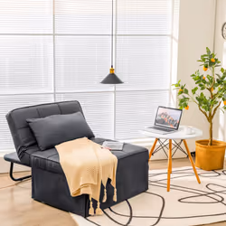 Folding Convertible Sofa Bed 4-in-1 Sleeper Ottoman w/ Waist Pillow Couch Lounger