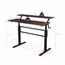 2Tier Adjustable Height Standing Desk w/Crank Ergonomic Computer Table