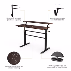 2Tier Adjustable Height Standing Desk w/Crank Ergonomic Computer Table