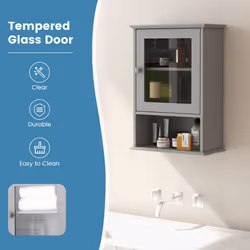 Single Door Wall Cabinet w/ Adjustable Shelf Bathroom Medicine Storage