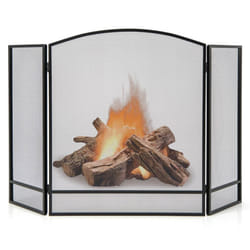 3-Panel Folding Fireplace Screen Wrought Iron Mesh Fire Spark Guard