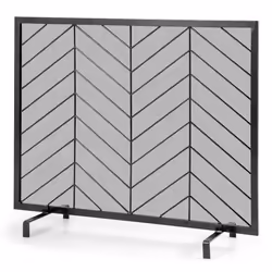 Fireplace Mesh Screen Single Panel Fire Spark Guard w/ Feet Detachable