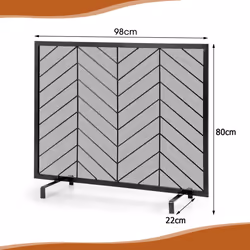 Fireplace Mesh Screen Single Panel Fire Spark Guard w/ Feet Detachable