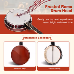 5-string Banjo 39" Beginner Banjo w/ Gig Bag Kit Digital Tuner & Picks