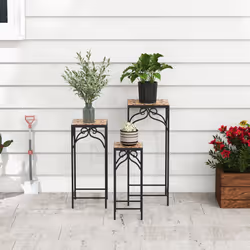 Set of 3 Metal Plant Stand Mosaic Tile Display Rack Home Balcony&Patio
