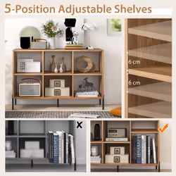 Wooden Storage Bookcase 6 Cube Open Bookshelf Home Office Display Cabinet Rack