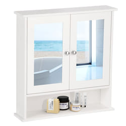 Wall Mounted Bathroom Wooden Mirror Cabinet Cupboard MedicineOrganizer