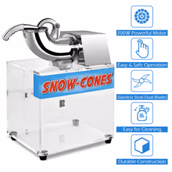 Electric Ice Cone Maker Shaved Ice Machine w / Dual Blades & Large Box