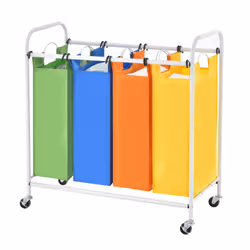 4-Section Laundry Sorter 136L Laundry Hamper Removable Laundry Baskets