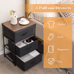 3-Tier Chests of Drawers Nightstand Organizer Fabric Dresser w/Drawers