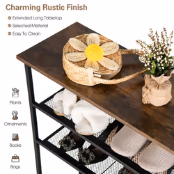 5-Tier Shoe Rack Industrial Shoe Organizer Flat Mesh Shelves Freestand