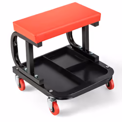 Rolling Workshop Creeper Soft Padded Seat Mechanic Stool withTool Tray