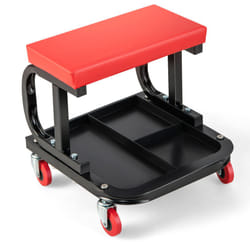 Rolling Workshop Creeper Soft Padded Seat Mechanic Stool withTool Tray
