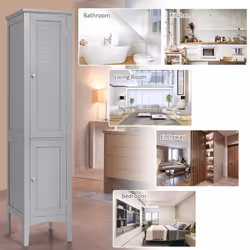 5 -Tier Bathroom High Storage Cabinet Freestanding Organizer 2 Shelves