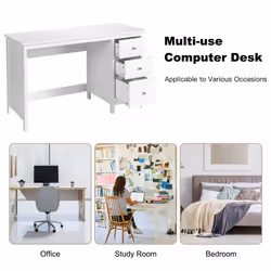 Modern Computer Desk Wood PC Laptop Table Writing Workstation3 Drawers