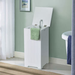 Wooden Laundry Cabinet Hamper Chest White Storage Cupboard BinWith Lid
