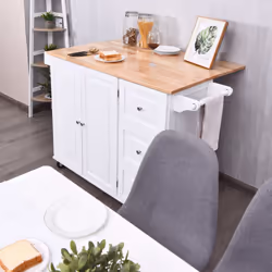 Kitchen Cart Kitchen Island 3-Position Adjustable Shelves