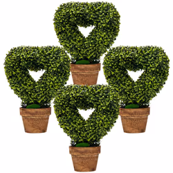 4 Pack Heart-Shape Artificial Plants Small Faux Greenery Fake Plants