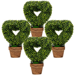 4 Pack Heart-Shape Artificial Plants Small Faux Greenery Fake Plants