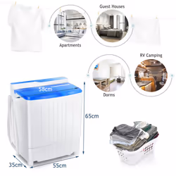 Portable Twin Tub Clothes Washing Machine Compact Laundry Washer Dryer