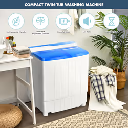 Portable Twin Tub Clothes Washing Machine Compact Laundry Washer Dryer