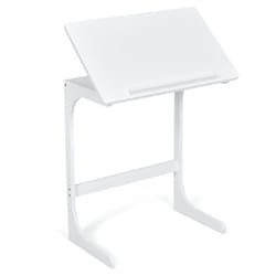Tilting Top TV Tray Table C-shaped Bamboo Sofa Table Sturdy Side Table